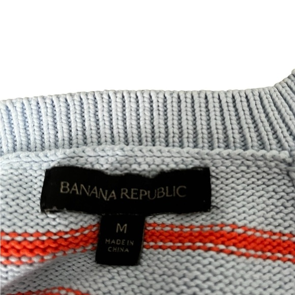 Banana Republic Medium Tank Top Sweater Light Blue and Orange Stripes - Picture 7 of 8